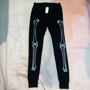 Gap Kids Black Skeleton Print Leggings Unisex Size 14 NEW